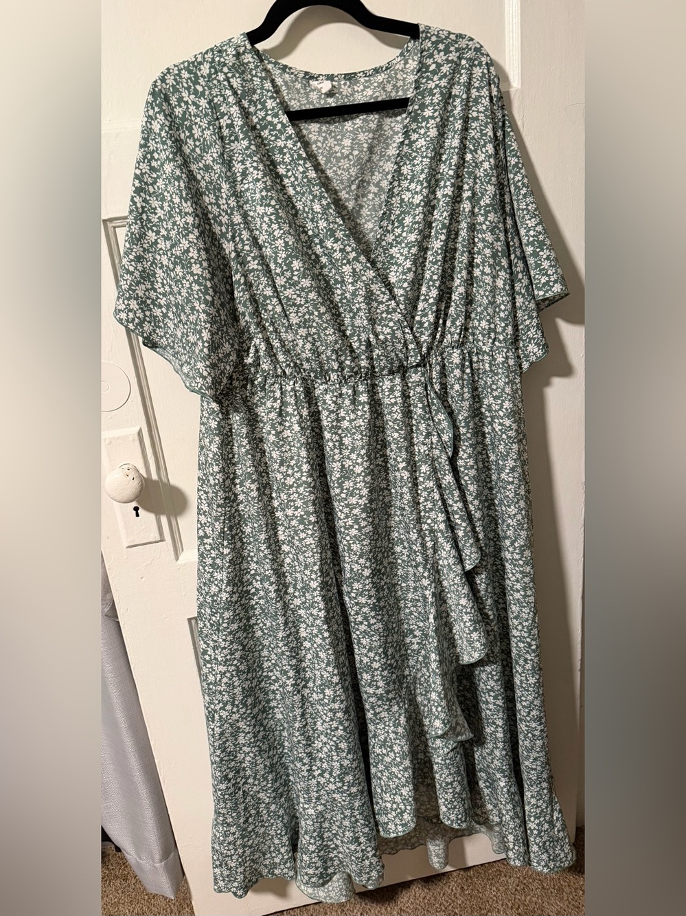Scomchic Curve Women’s Plus Floral Wrap Ruffle Short Sleeve Maxi Dress Size 2XL